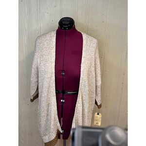 NWT Democracy Cardigan 3/4 Length Sleeves. Tan and Brown. Sz M
